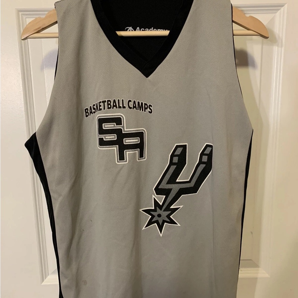 San Antonio Spurs Camps Jersey Youth Sz L Black Silver Reversible - Picture 6 of 9